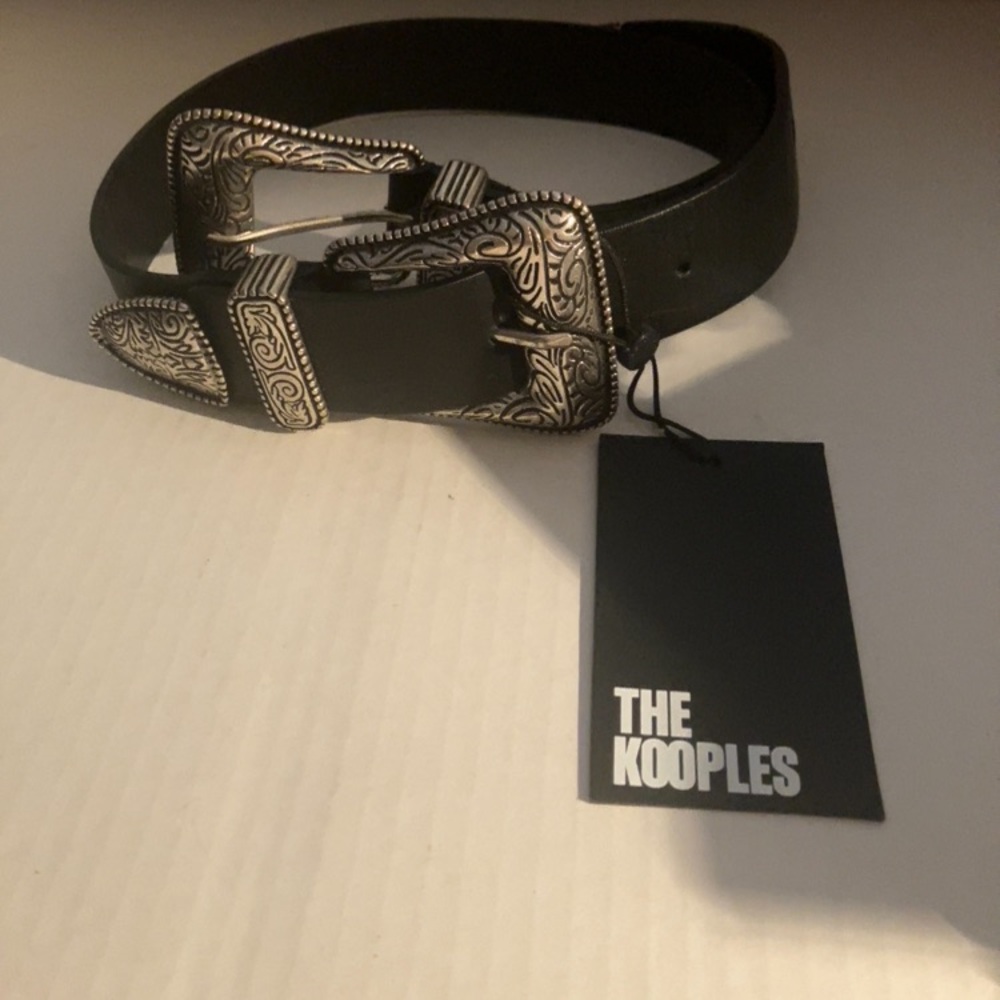 The Kooples Black Belt with Intricate Silver Buckle